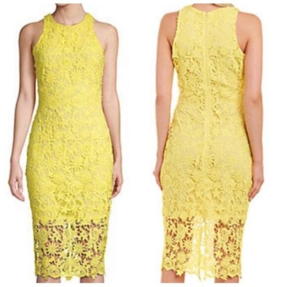 ALEXIA ADMORE Raquel Lace Midi Dress Lemon Yellow {3H24} - Picture 3 of 3